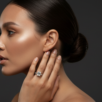 Fine 925 Sterling Silver - Square Stone Ring