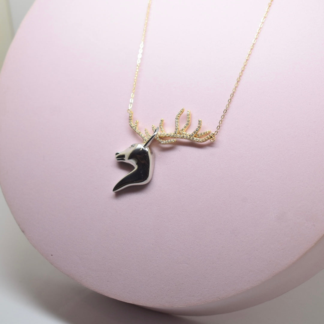 Real 18K Gold - Dual Colour Deer Horn Necklace