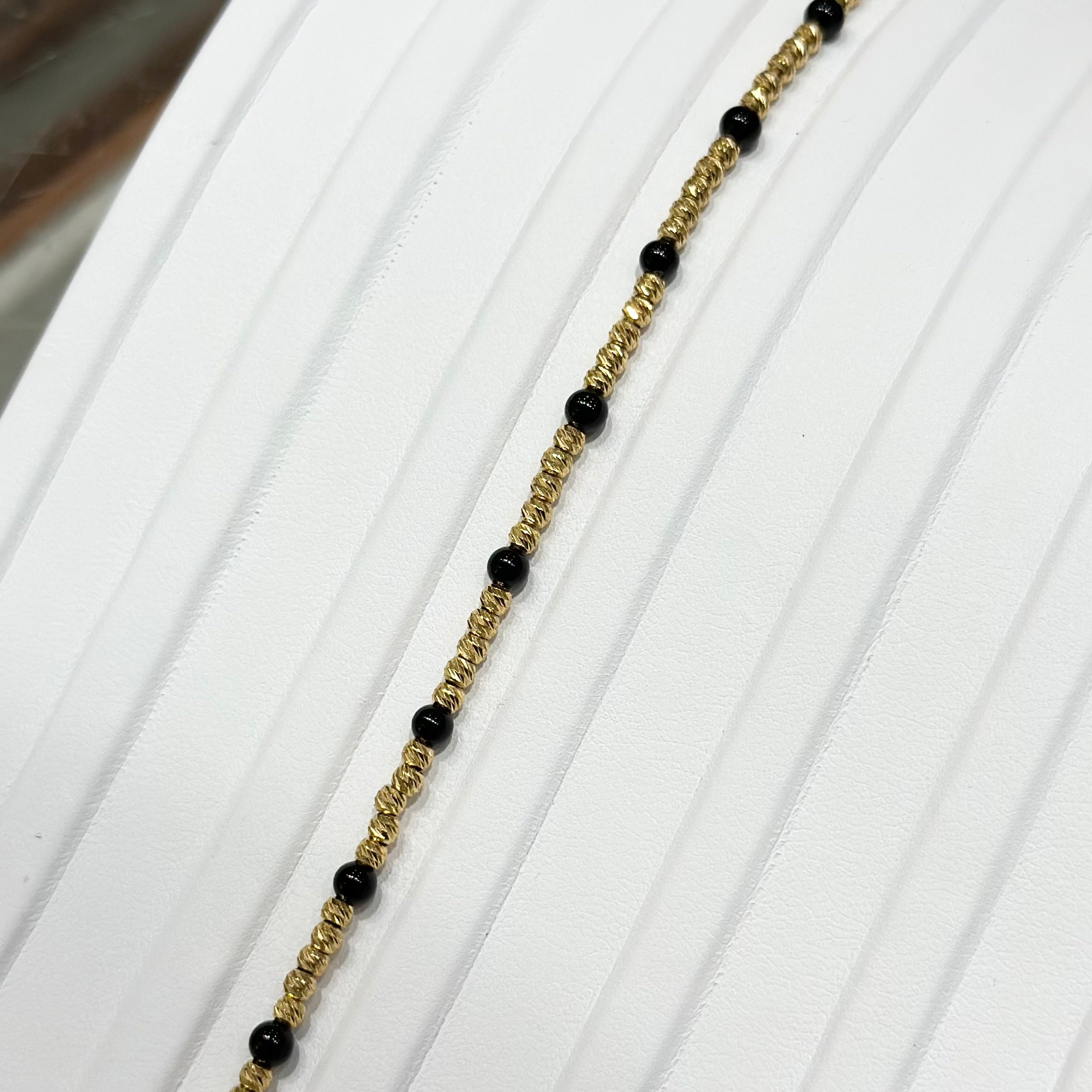 Real 18K Yellow Gold -  Bubble with Black Bracelet