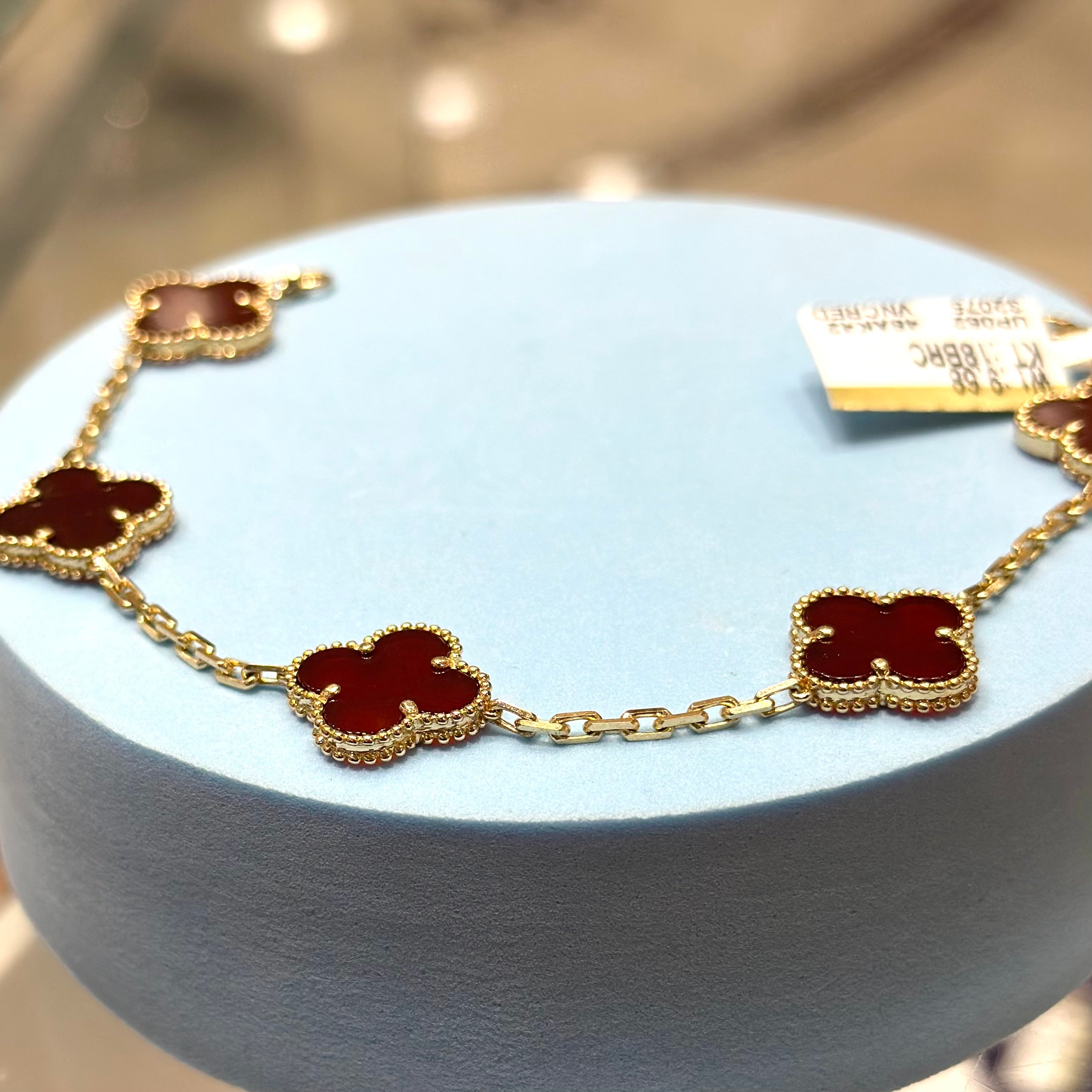 Real 18K Yellow Gold - SJVC Red 5 Flower Bracelet