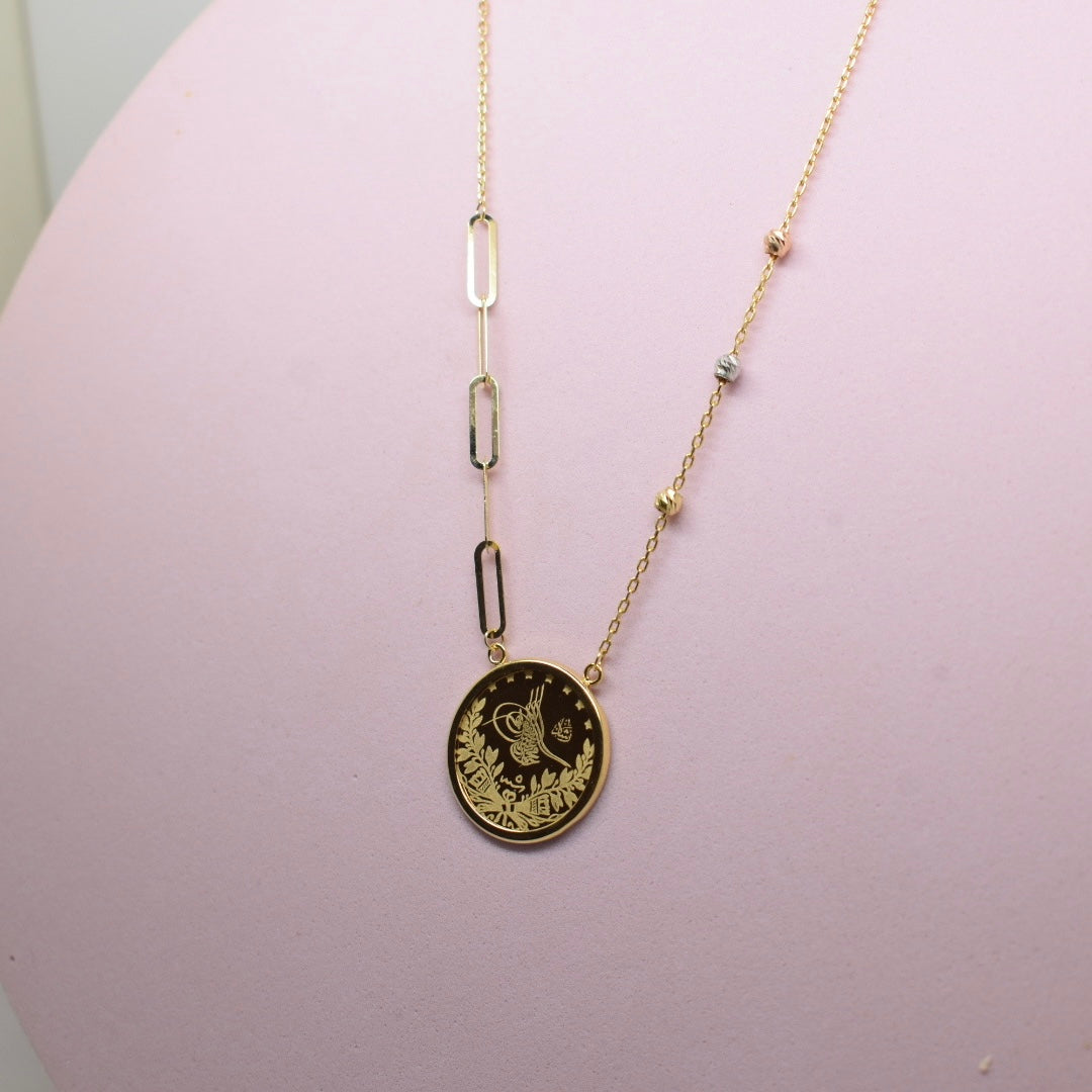 *LIMITED* 18K Gold - Arabic Paper Clip Coin Necklace