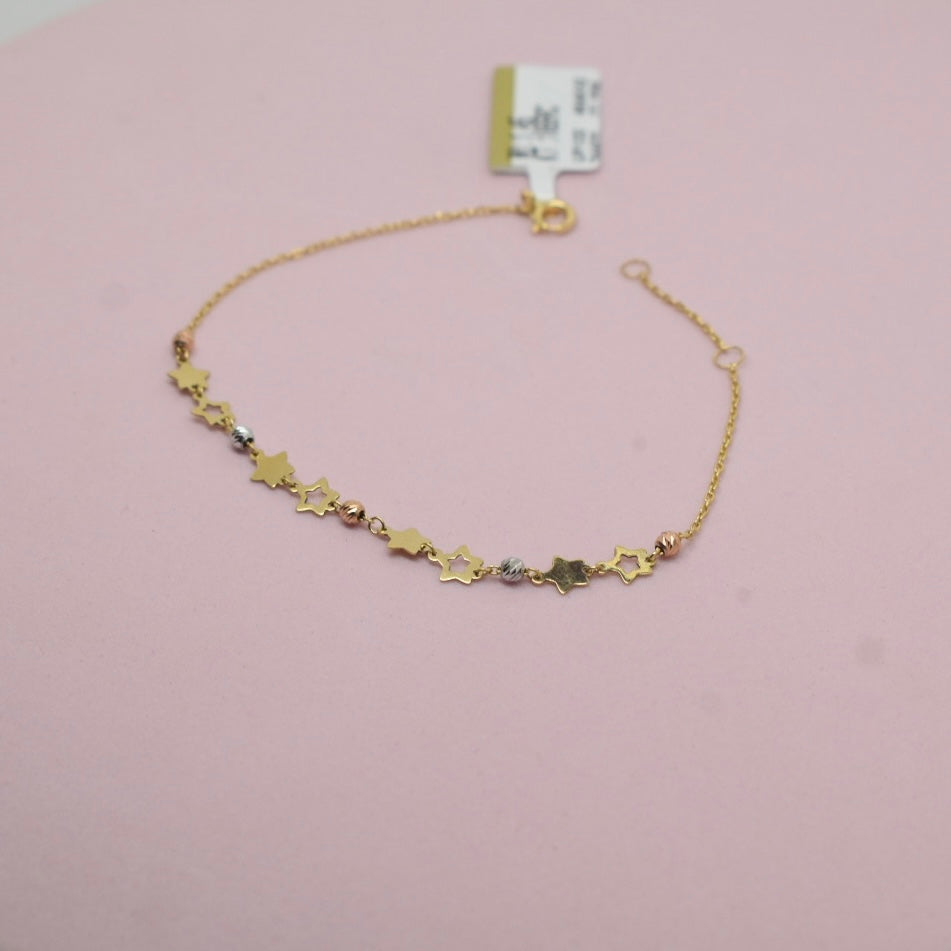 Real 18K Yellow Gold - Star Link Bracelet