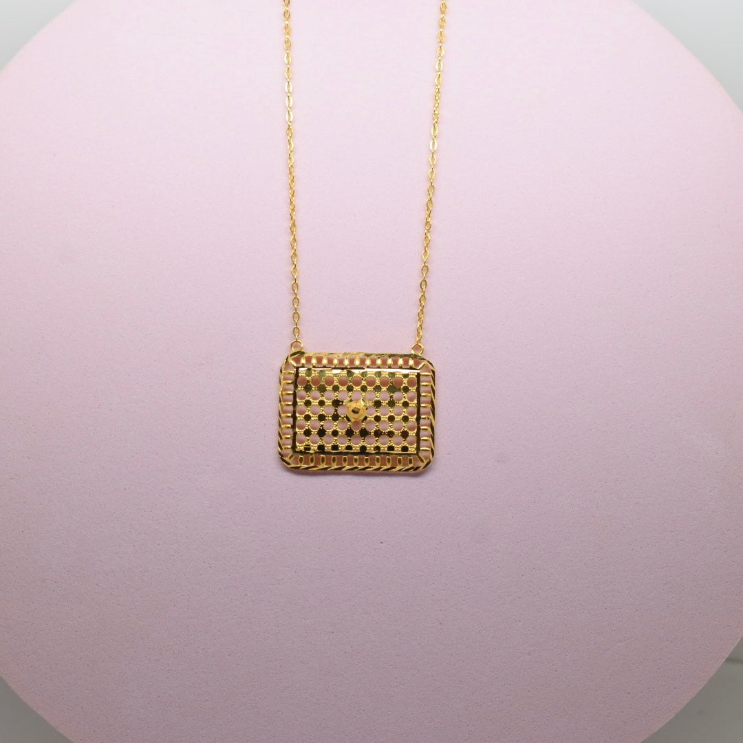 *SPECIAL* 21K Yellow Gold - Bahraini Rectangle Plain Necklace