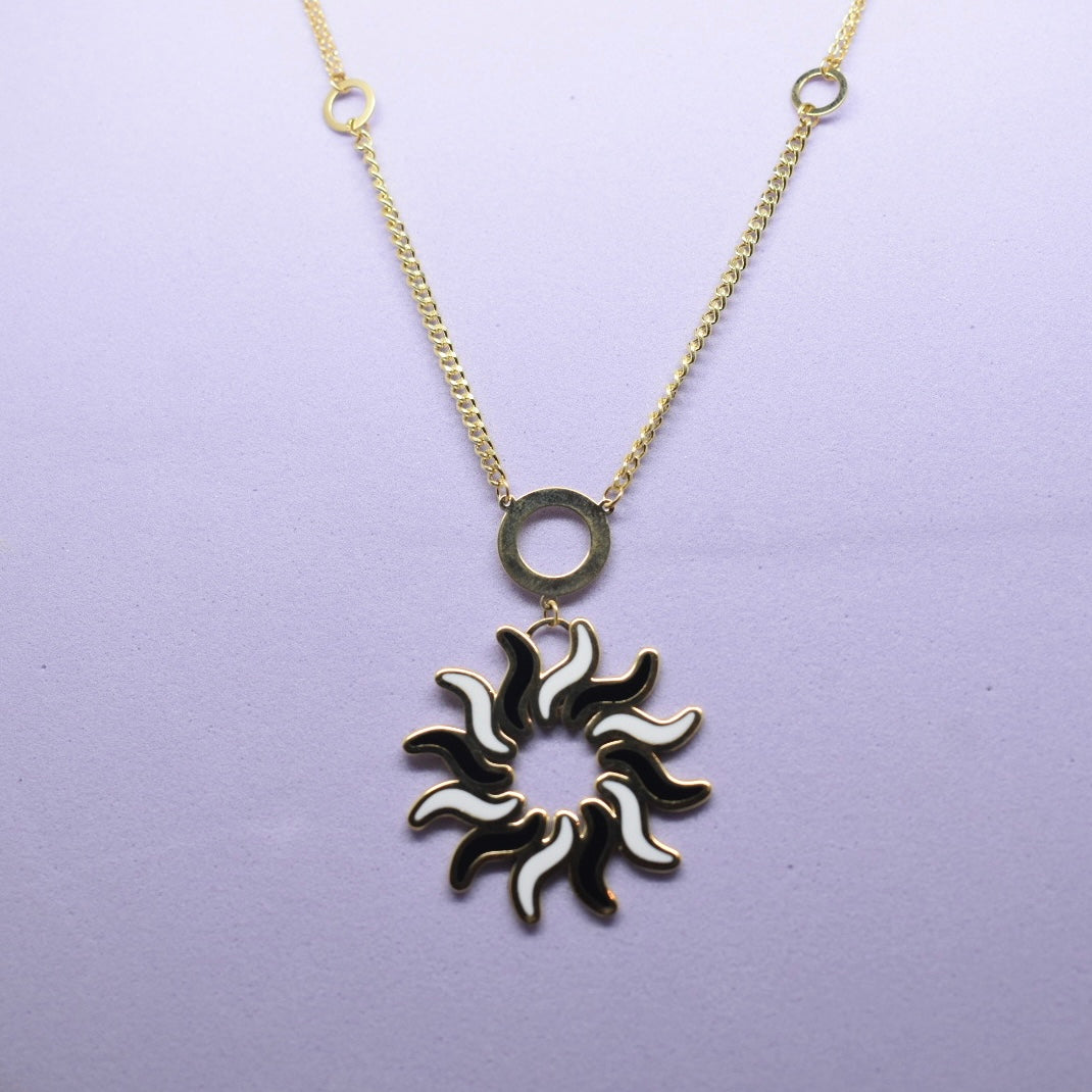 *SUMMER COLLECTION* 18K Gold - Black Sun Enamel Necklace