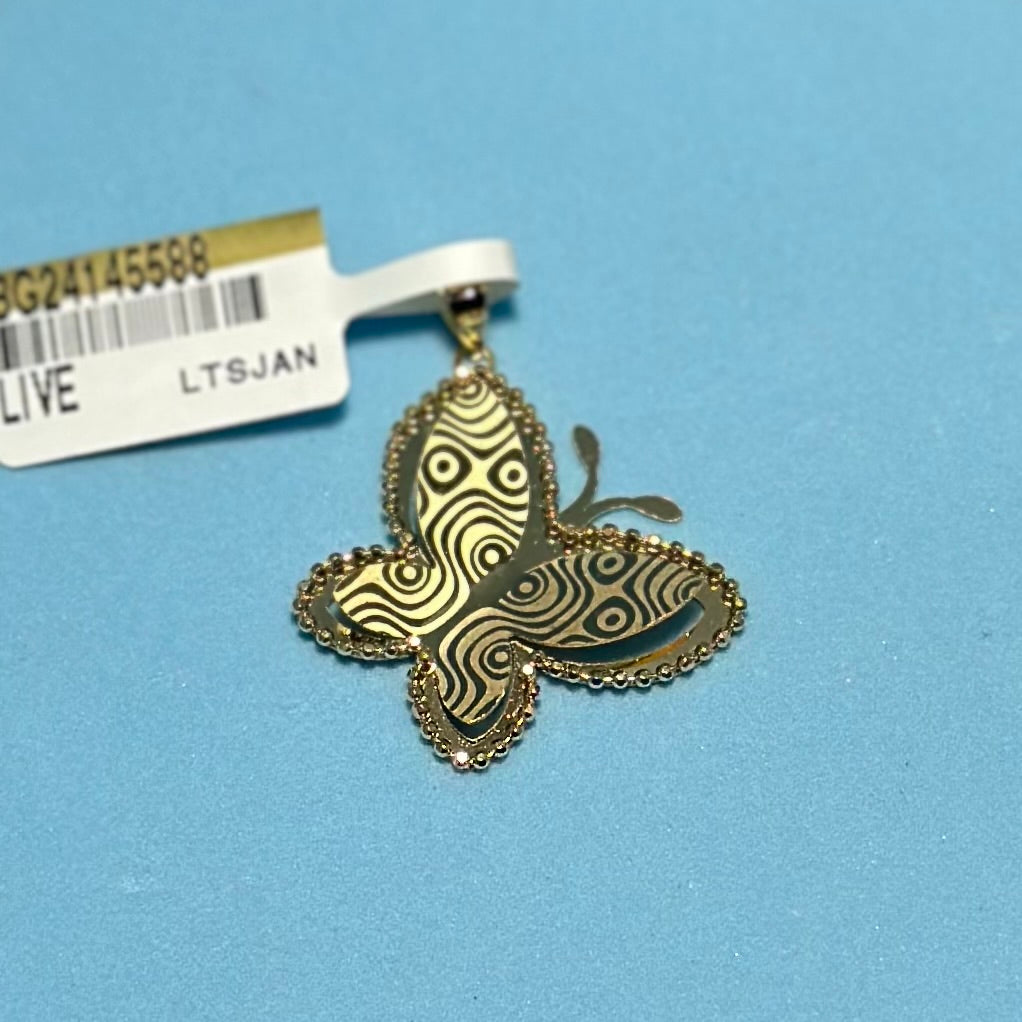 18K Yellow Gold - Butterfly Laser Print Locket