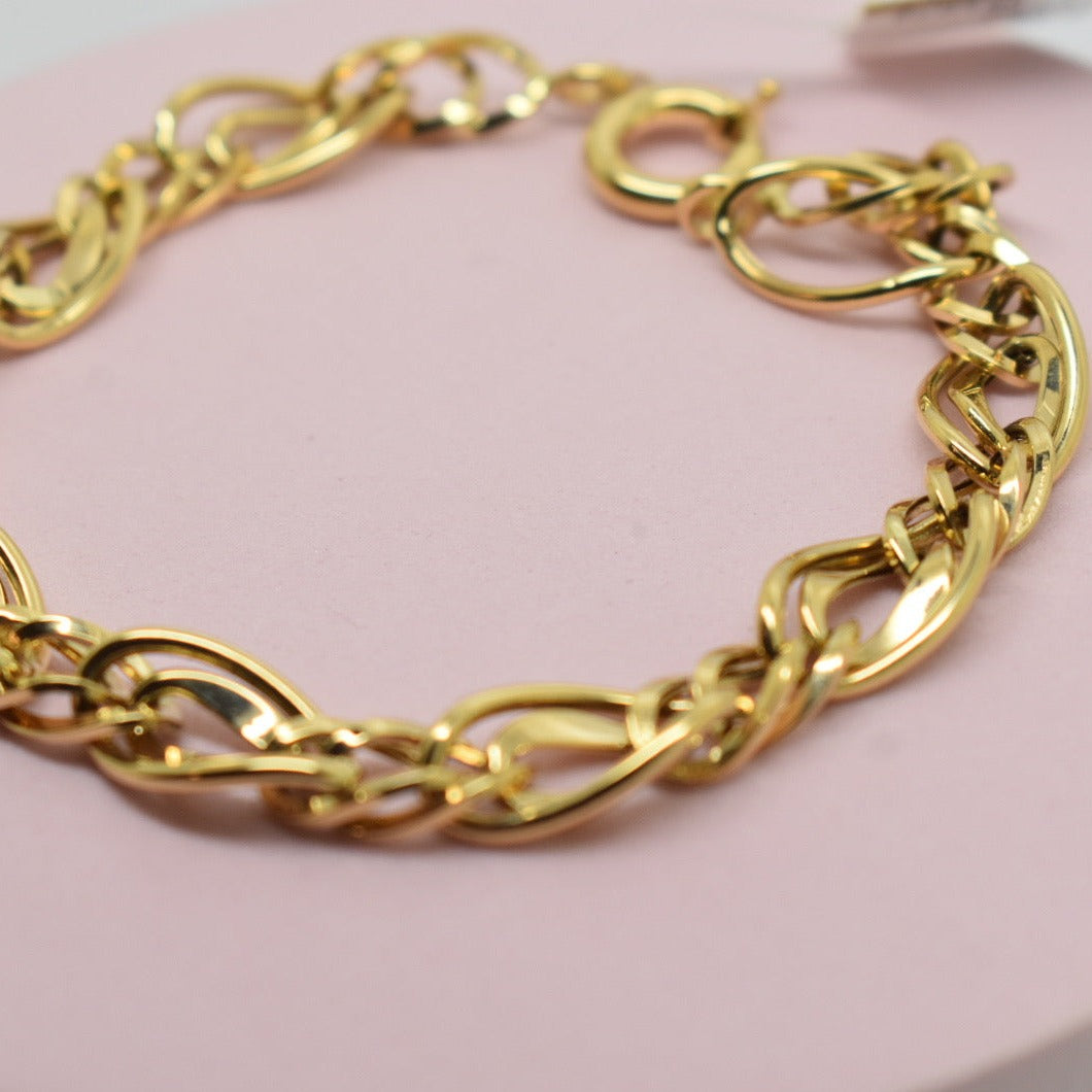 Real 18K Yellow Gold - Twisted Link Bracelet