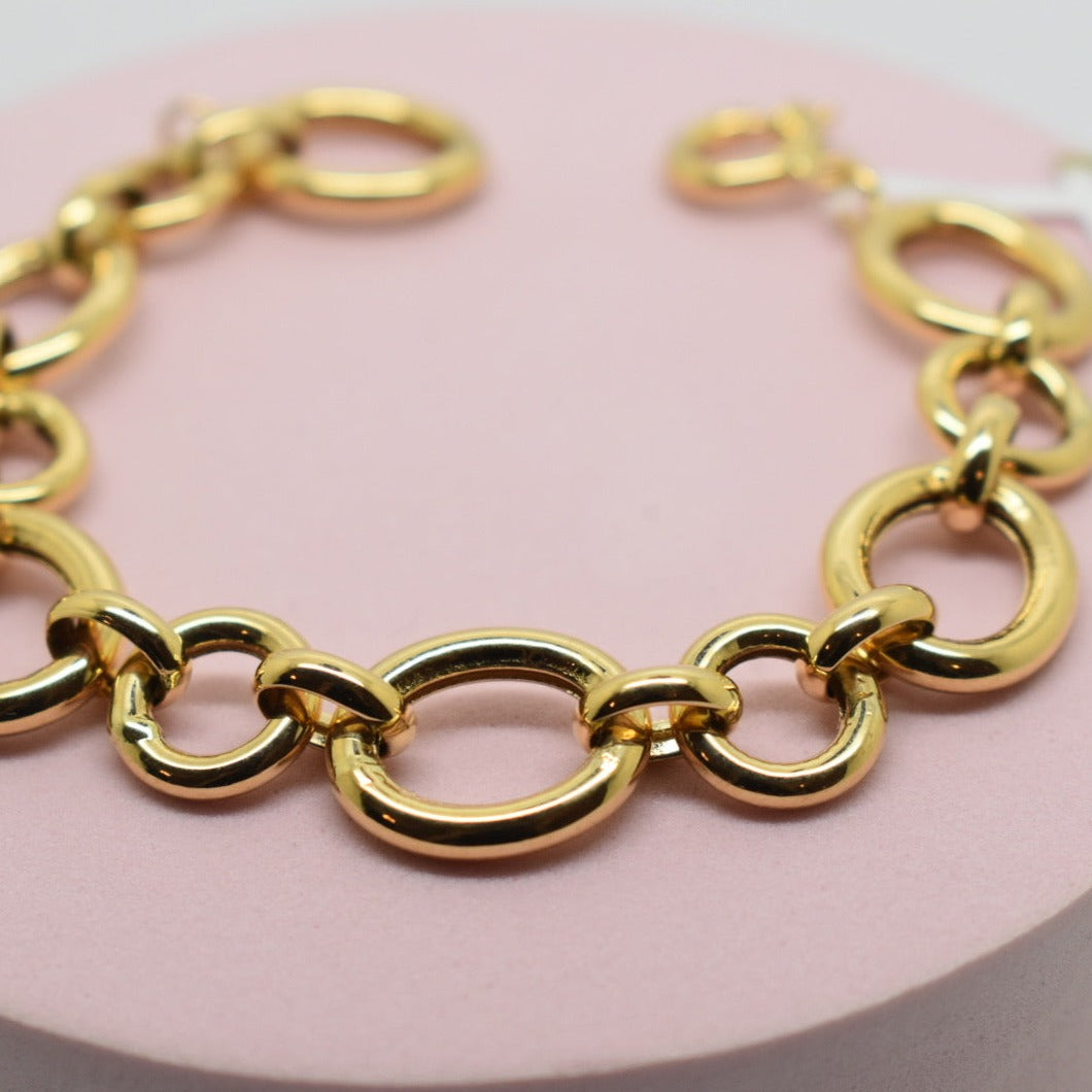 Real 18K Yellow Gold - Chunky Circles Bracelet