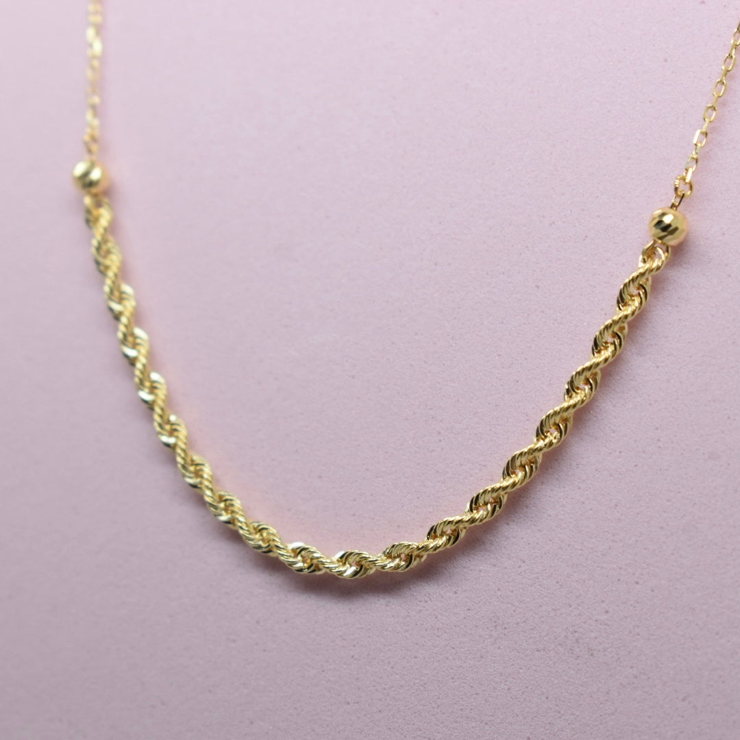 *LIMITED* 18K Gold - Half Rope Ball Necklace