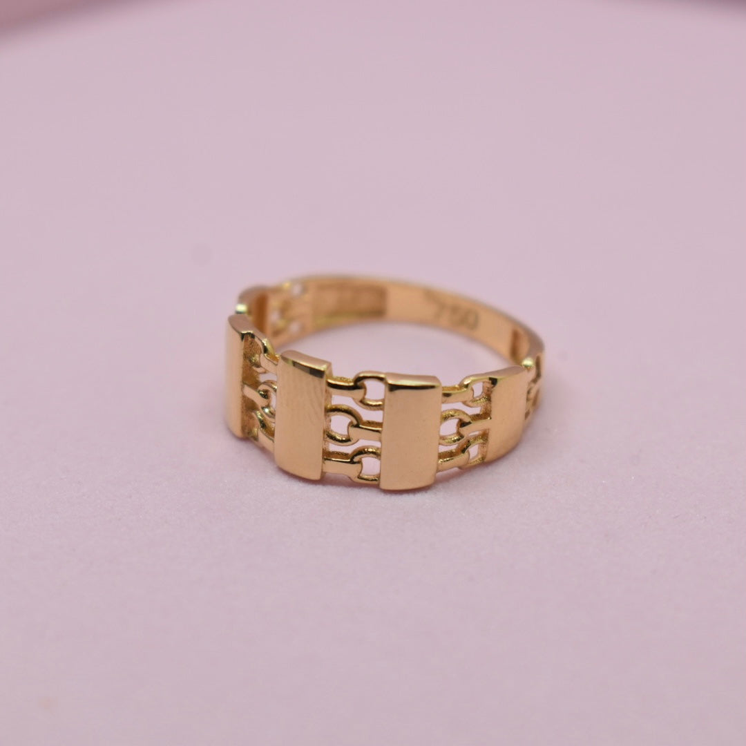 Real 18K Yellow Gold - Chains Ring (Size 7)