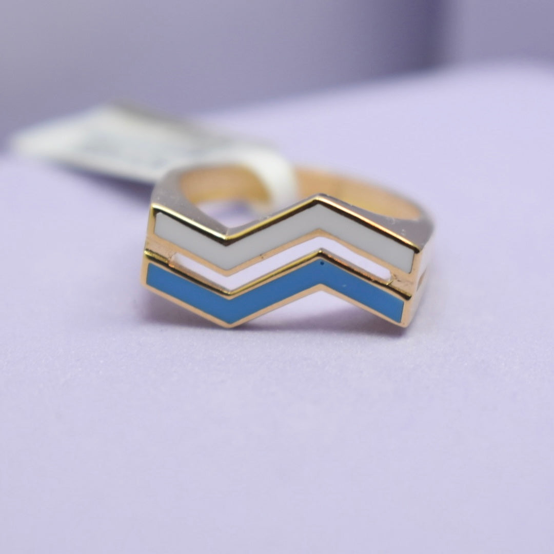 *SUMMER COLLECTION* 18K Gold - Zig Zag Blue Enamel Ring