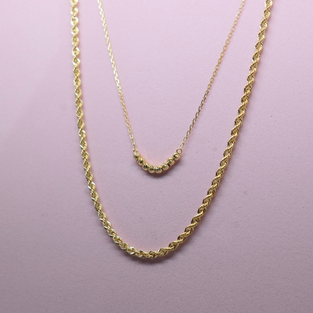 *LIMITED* 18K Gold - Layered Rope Ball Necklace