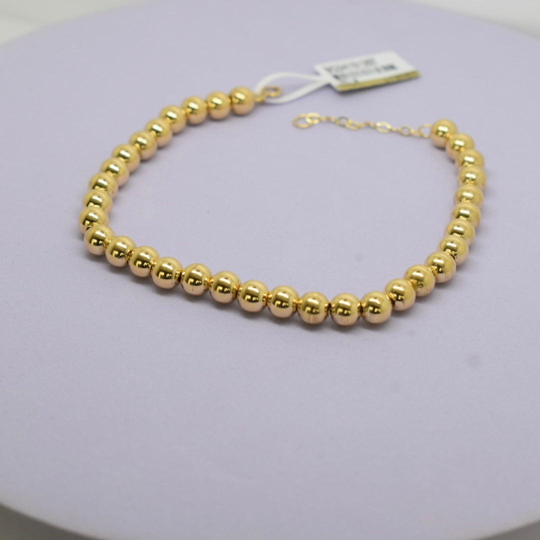 Real 18K Yellow Gold -  Thick Bubble Bracelet