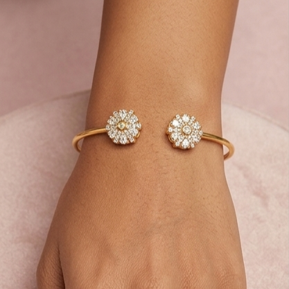 Premium Sterling Silver - Yellow Starlight Twin Blossom Bangle