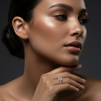 Fine 925 Sterling Silver - Twin Petal Spark  Ring