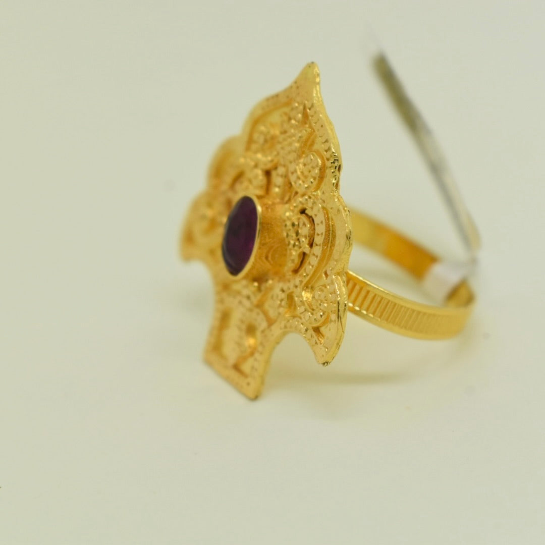 *NEW* 21K Yellow Gold - Arabic Red Stone Ring