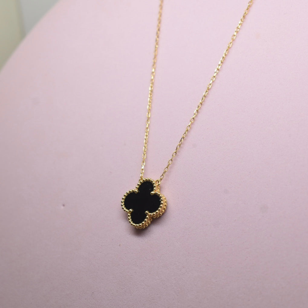 *Thin Light Weight* 18K Gold - SJVC Black Necklace