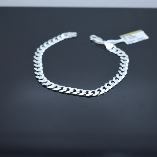 925 Sterling Silver - Thin Flat Curb Bracelet