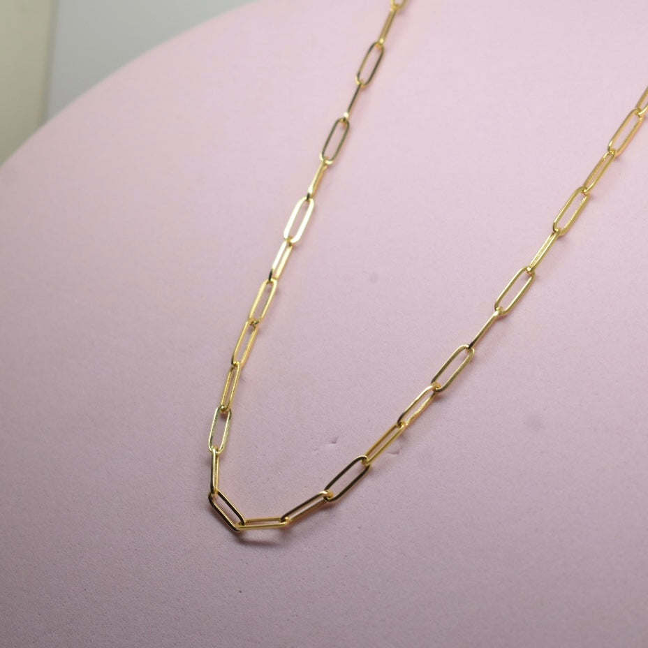 18K Gold - Tall Paper Clip Unisex Chain