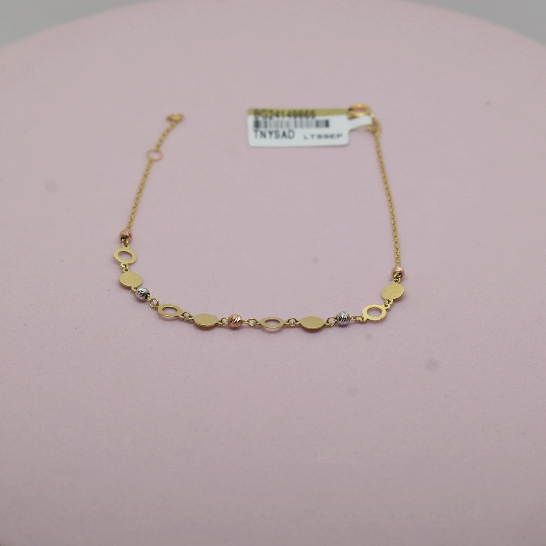 Real 18K Yellow Gold - Circle Ball Chain Bracelet