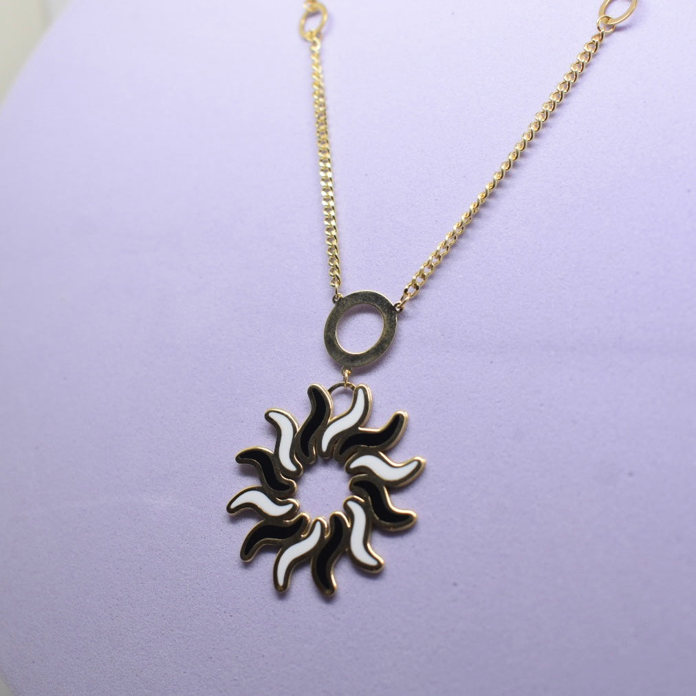 *SUMMER COLLECTION* 18K Gold - Black Sun Enamel Necklace