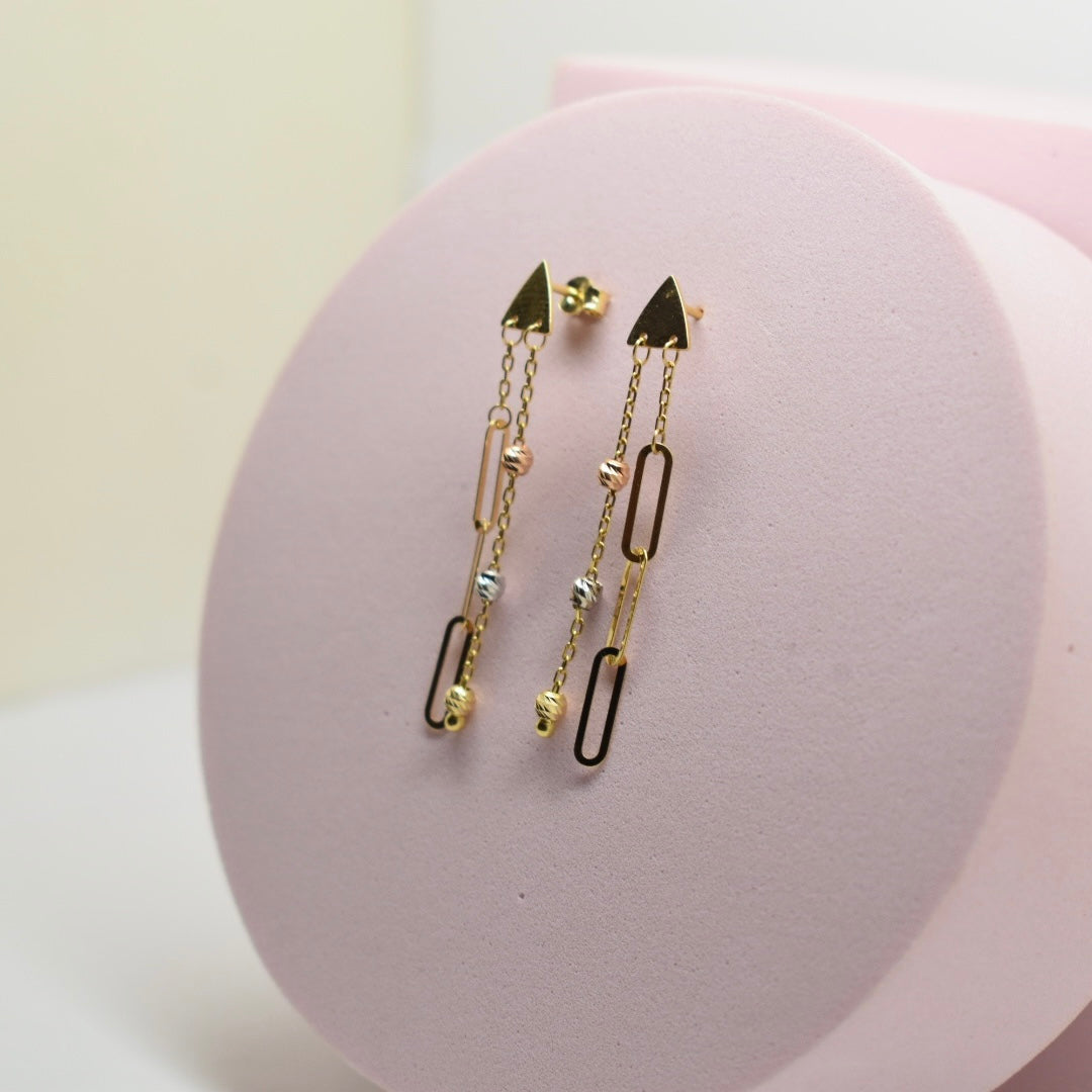 *LIMITED* Real 18K Gold - Double Paper Clip Ball Earrings
