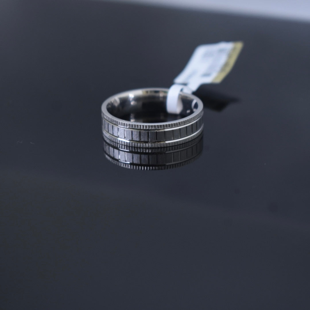 925 Sterling Silver - Matte Line Cut Band Ring