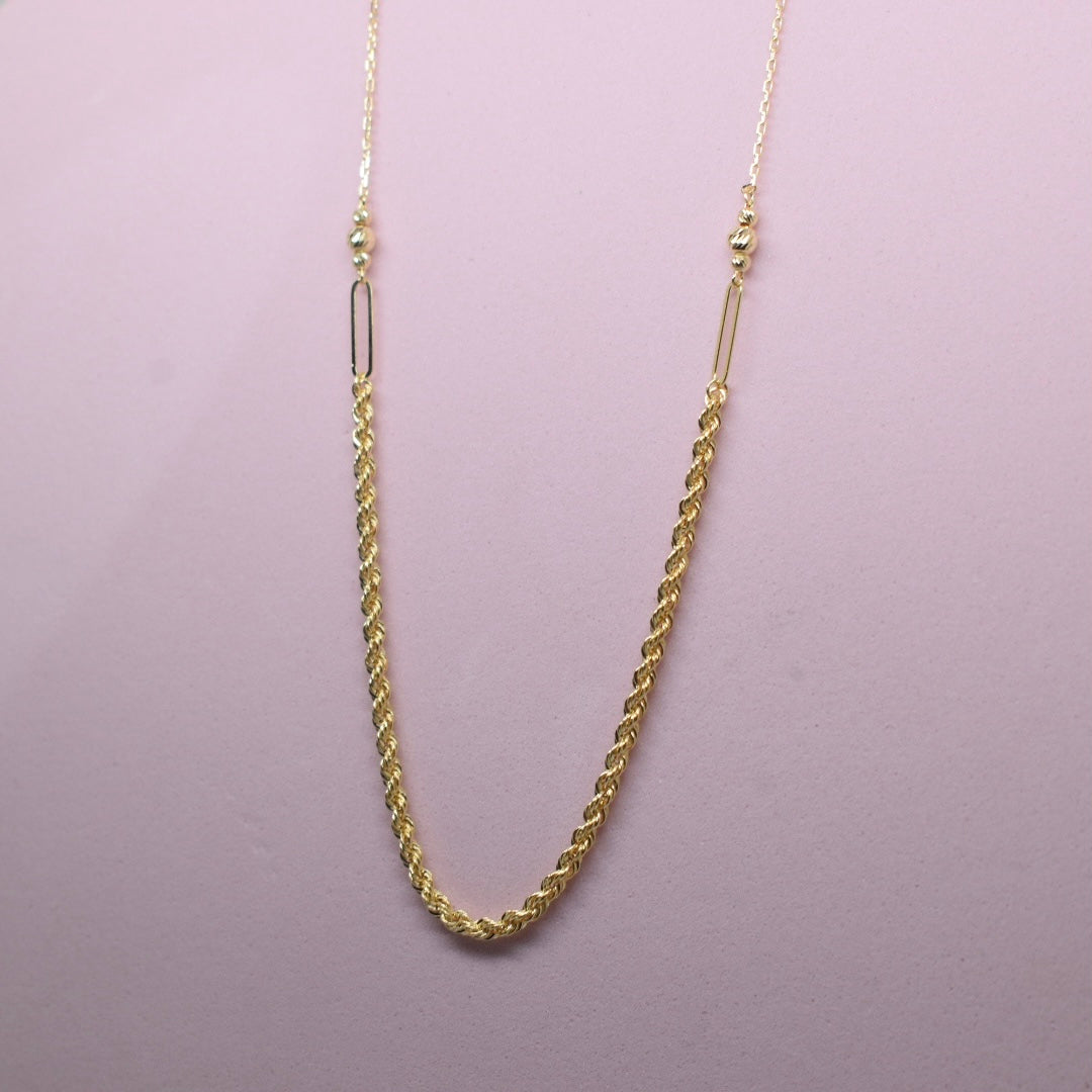 *LIMITED* 18K Gold - Half Rope Ball Necklace