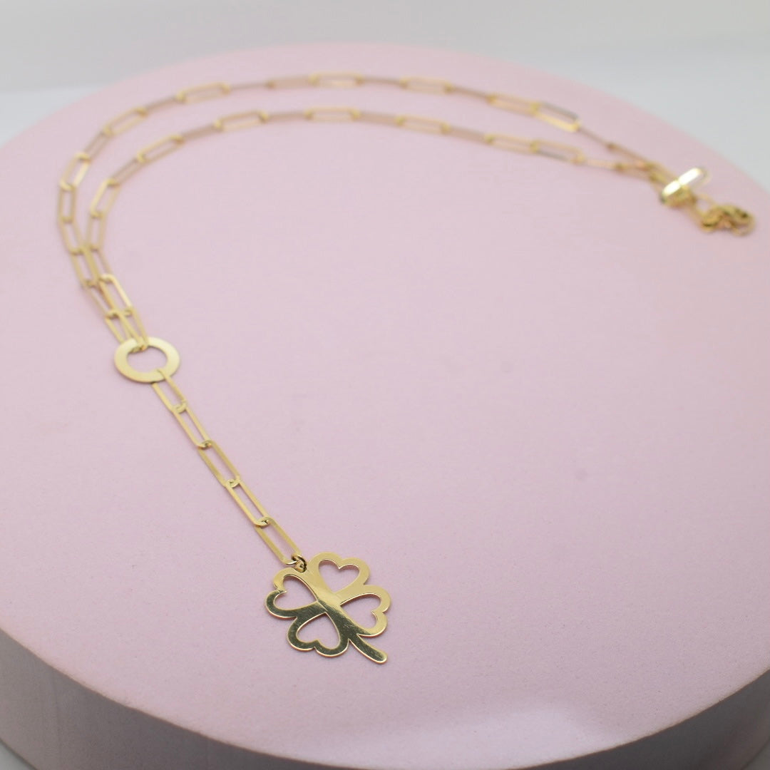 *LIMITED* 18K Gold - Clover Paper Clip Necklace