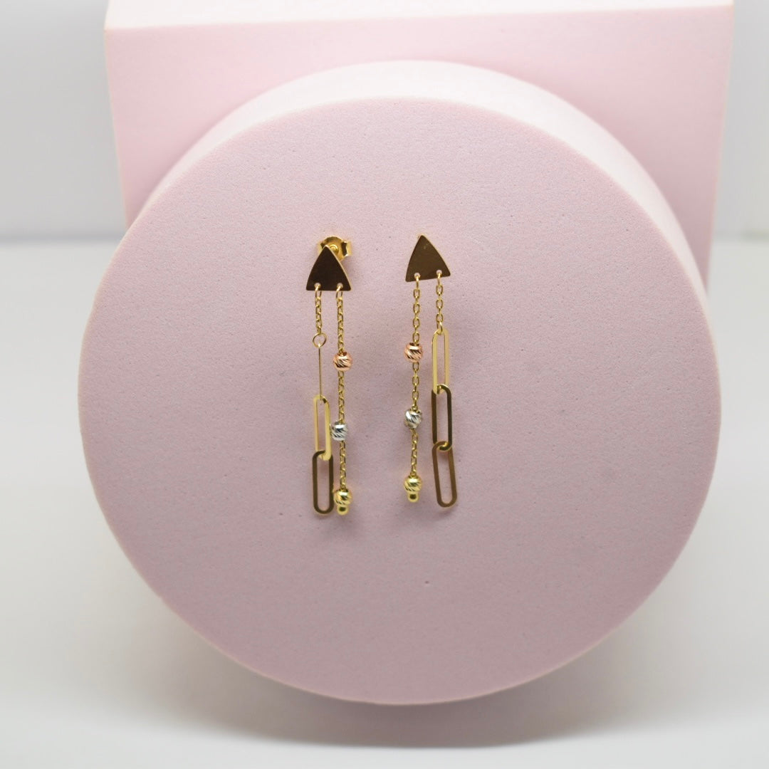 *LIMITED* Real 18K Gold - Double Paper Clip Ball Earrings