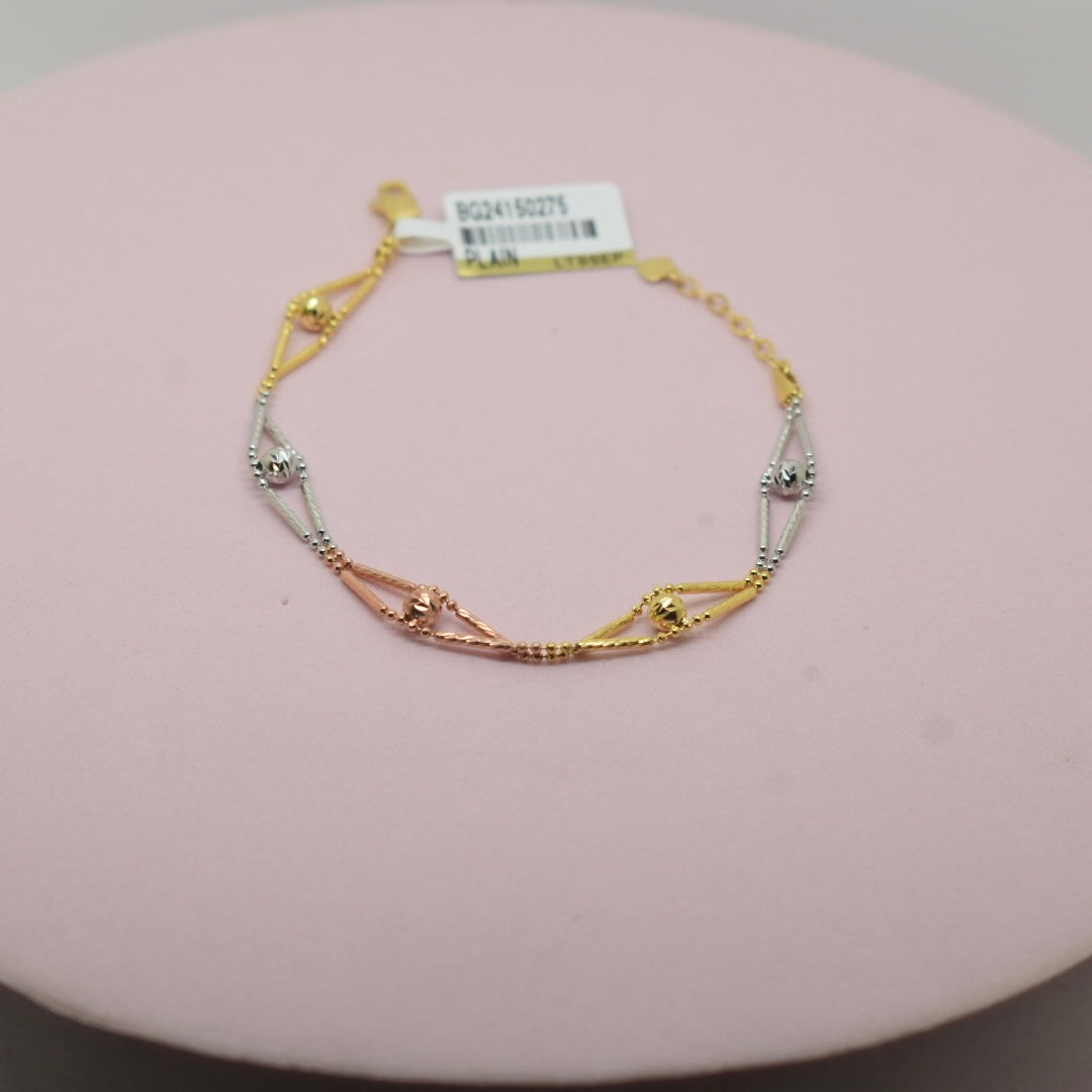 18K Gold - Tri Color Ball Bracelet