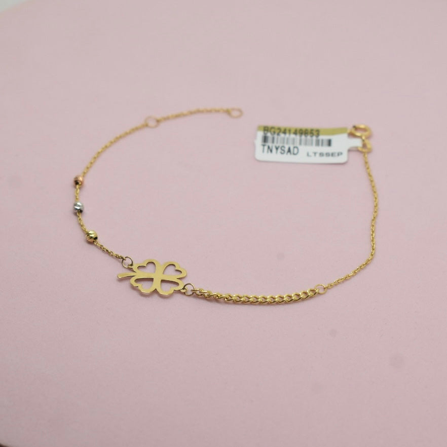 Real 18K Yellow Gold - Lucky Clover Bracelet