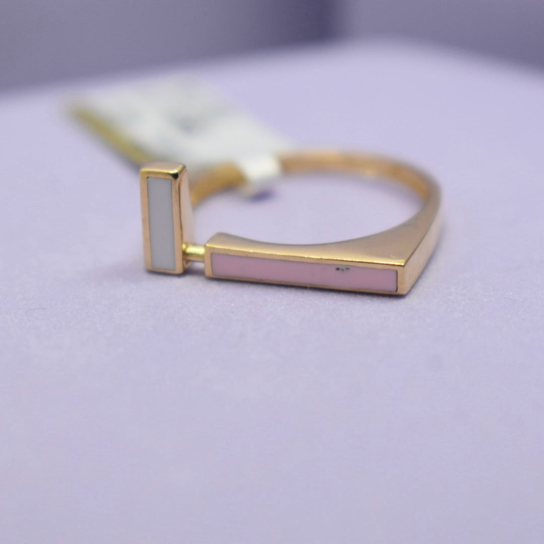 *SUMMER COLLECTION* 18K Gold - Bar Line Pink Enamel Ring