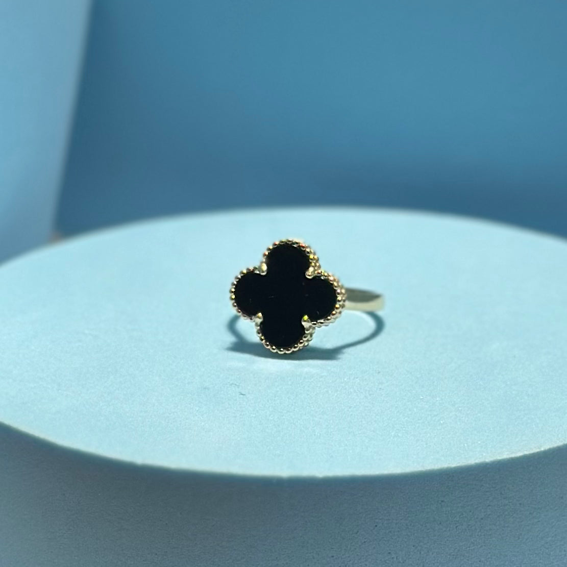 Real 18K Yellow Gold - SJVC Black 15mm Ring (Size 7.75)