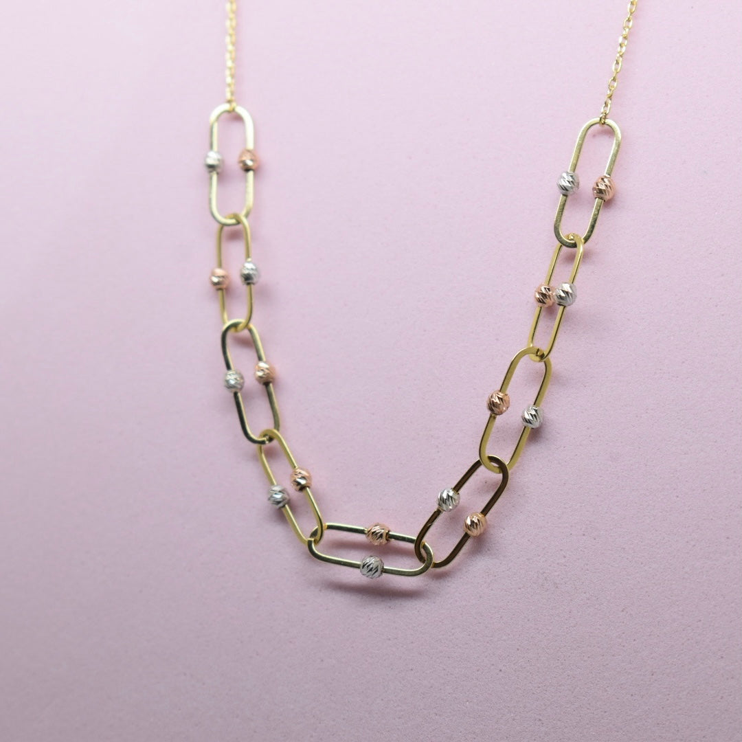 *LIMITED* 18K Gold Paper Clip Ball Necklace Sana Jewellers