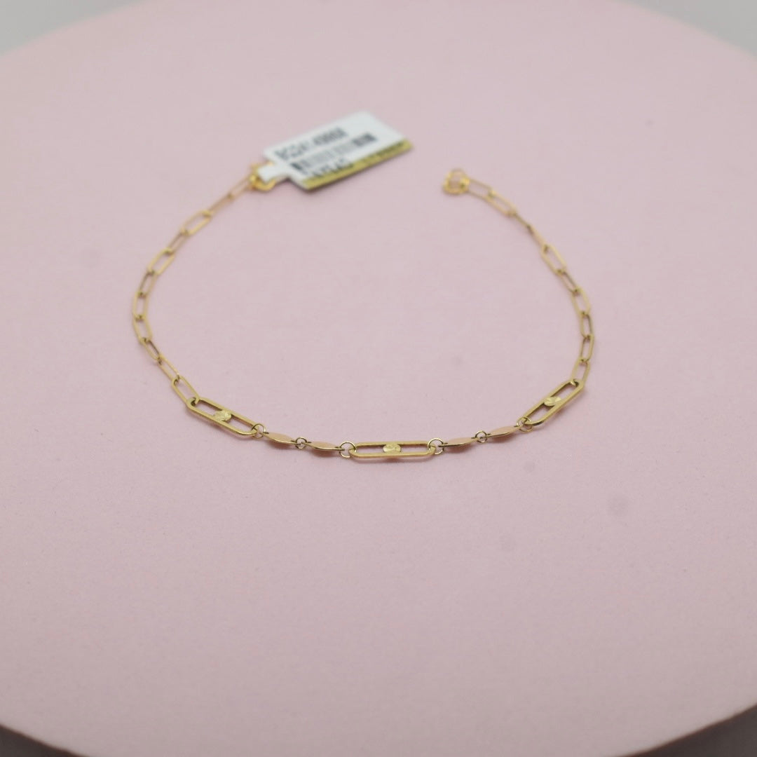 Real 18K Yellow Gold - Paper Clip Link Bracelet