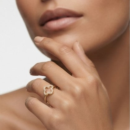Fine 925 Sterling Silver -  Yellow SJVC Crystal Clover Mini Ring