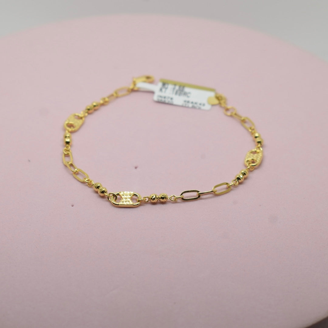 18K Gold - Link Gold Ball Bracelet