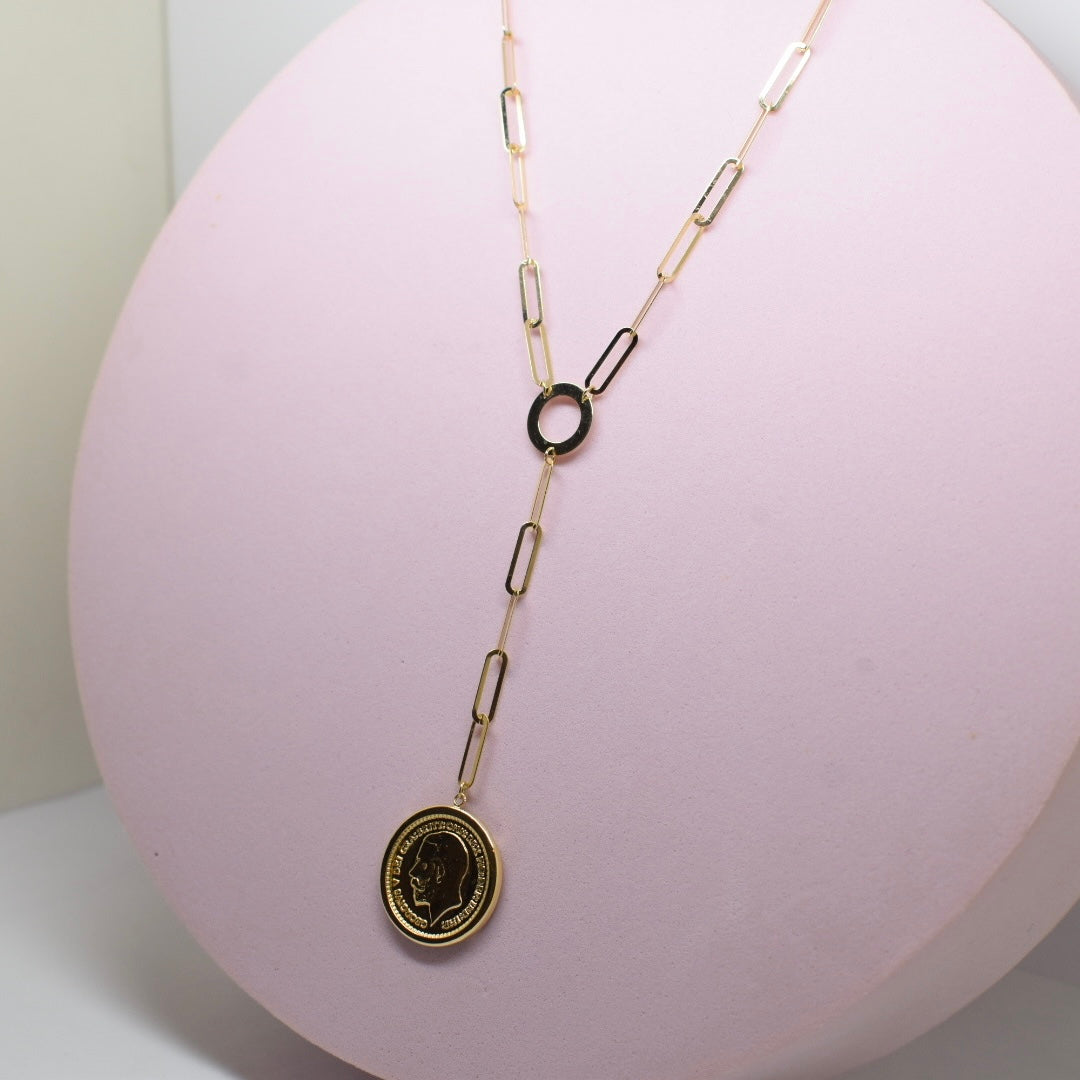 *LIMITED* 18K Gold - Long Paper Clip Coin Necklace