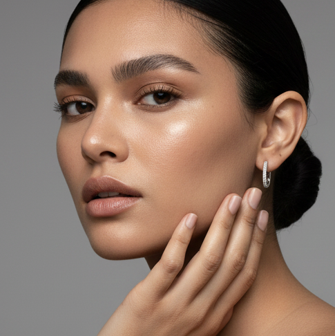 925 Sterling Silver - Round Sparkle Earring