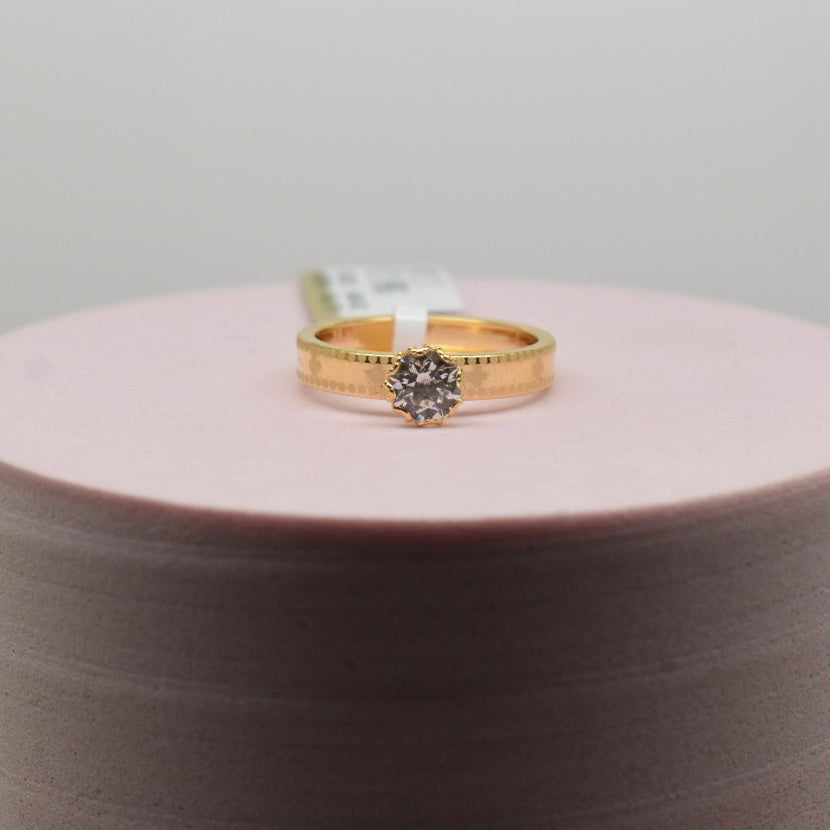 *TRENDING* Real 18K Yellow Gold - LV Flower Single Stone Ring