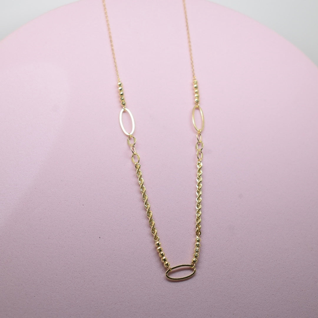 *LIMITED* 18K Gold - Rope Ball Paper Clip Necklace