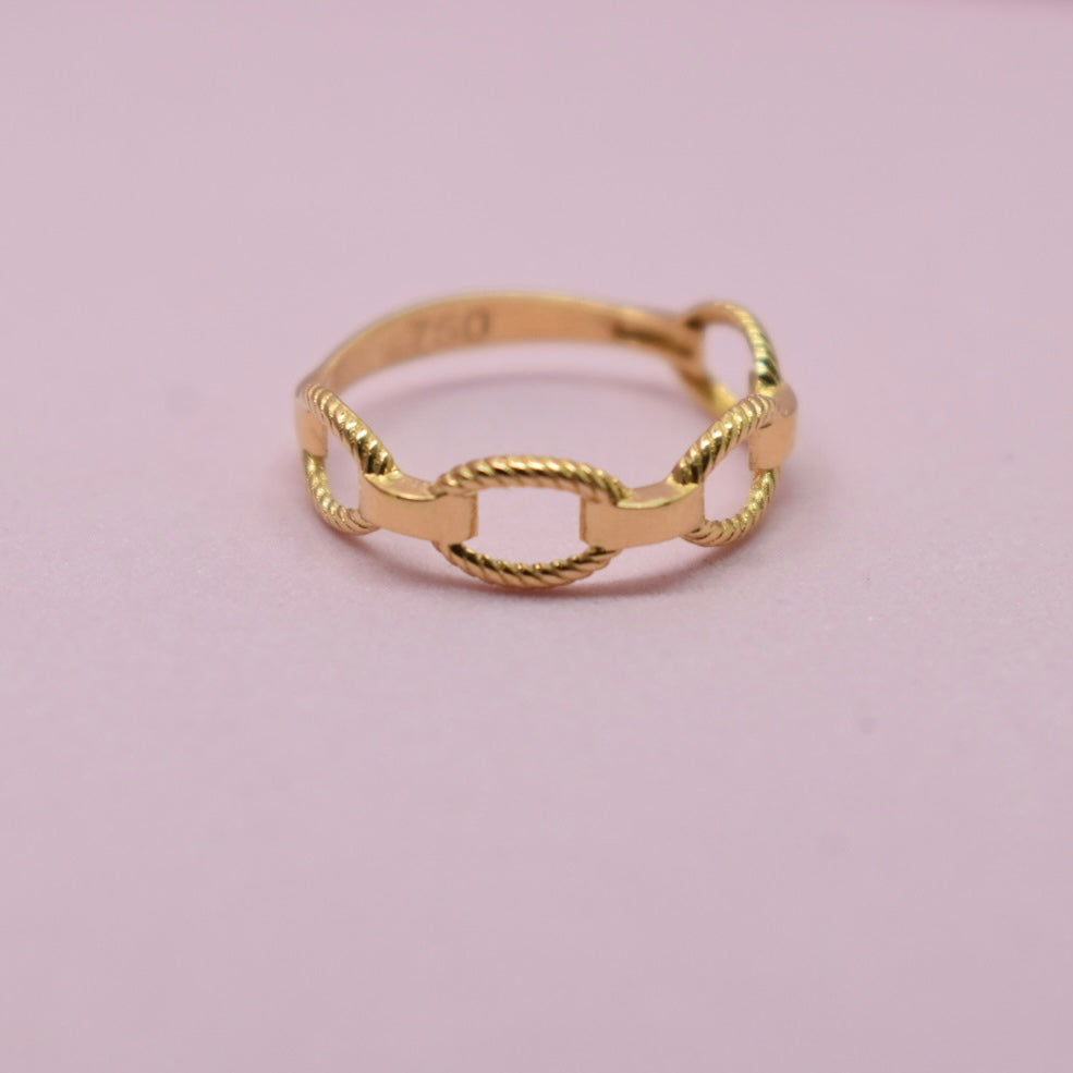 Real 18K Yellow Gold - Link Ring (Size 6.25)