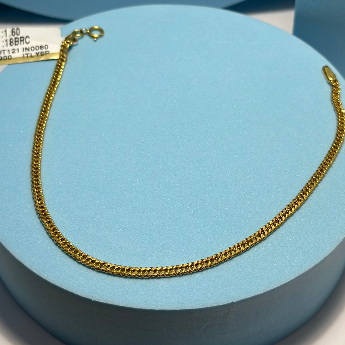 Real 18K Yellow Gold - Flat Cuban Unisex Bracelet