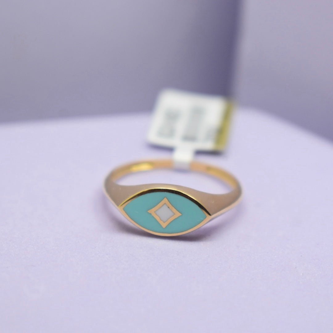 *SUMMER COLLECTION* 18K Gold - Light Blue Eye Enamel Ring