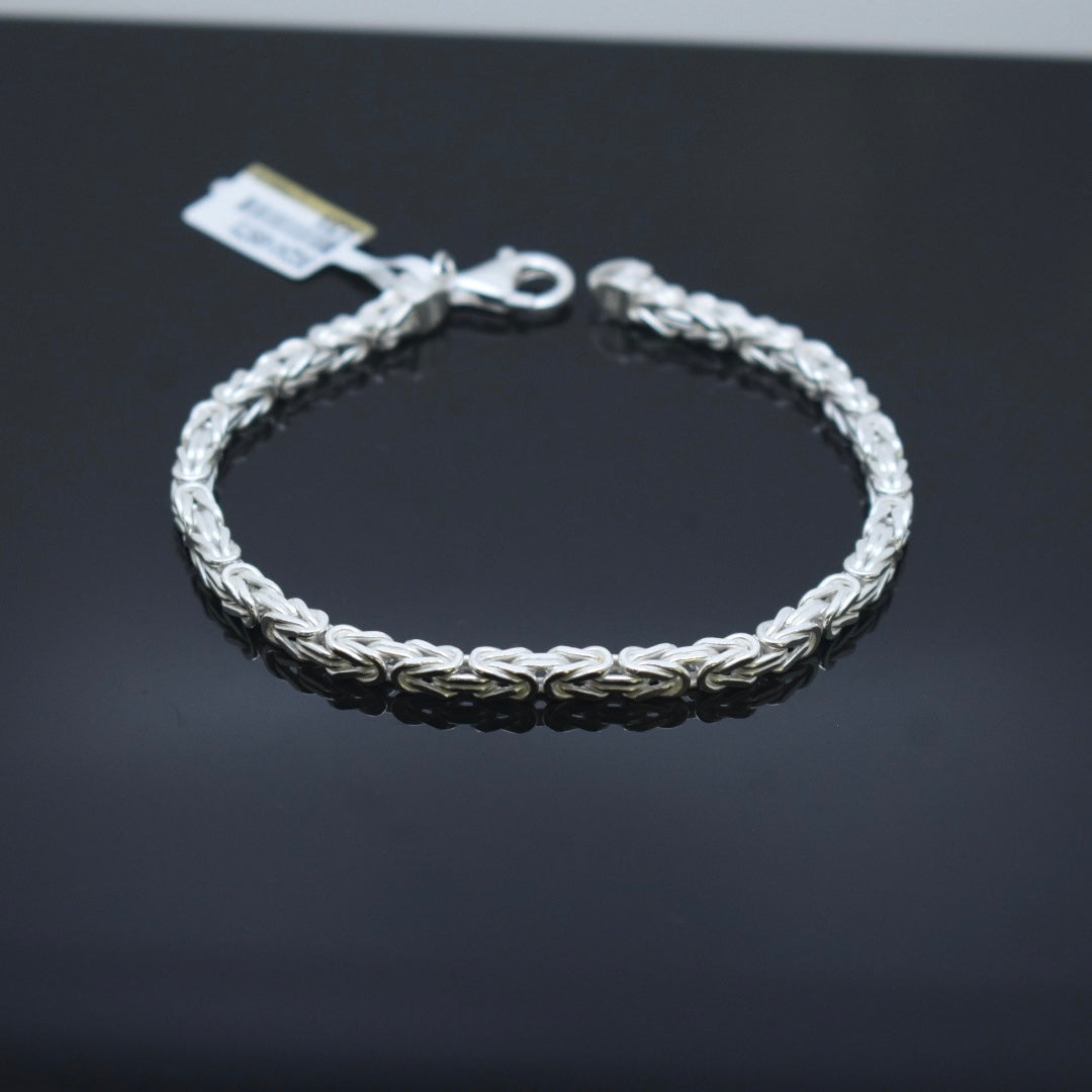 925 Sterling Silver - Thick Byzantine Bracelet