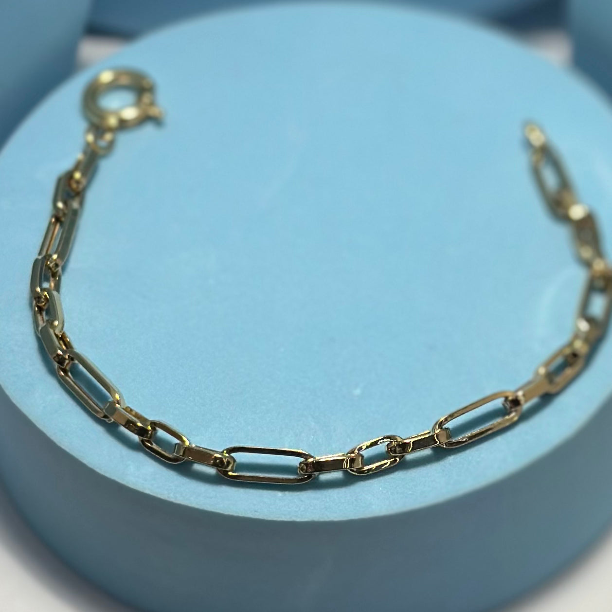 Real 18K Yellow Gold - Chunky Hollow Link Bracelet