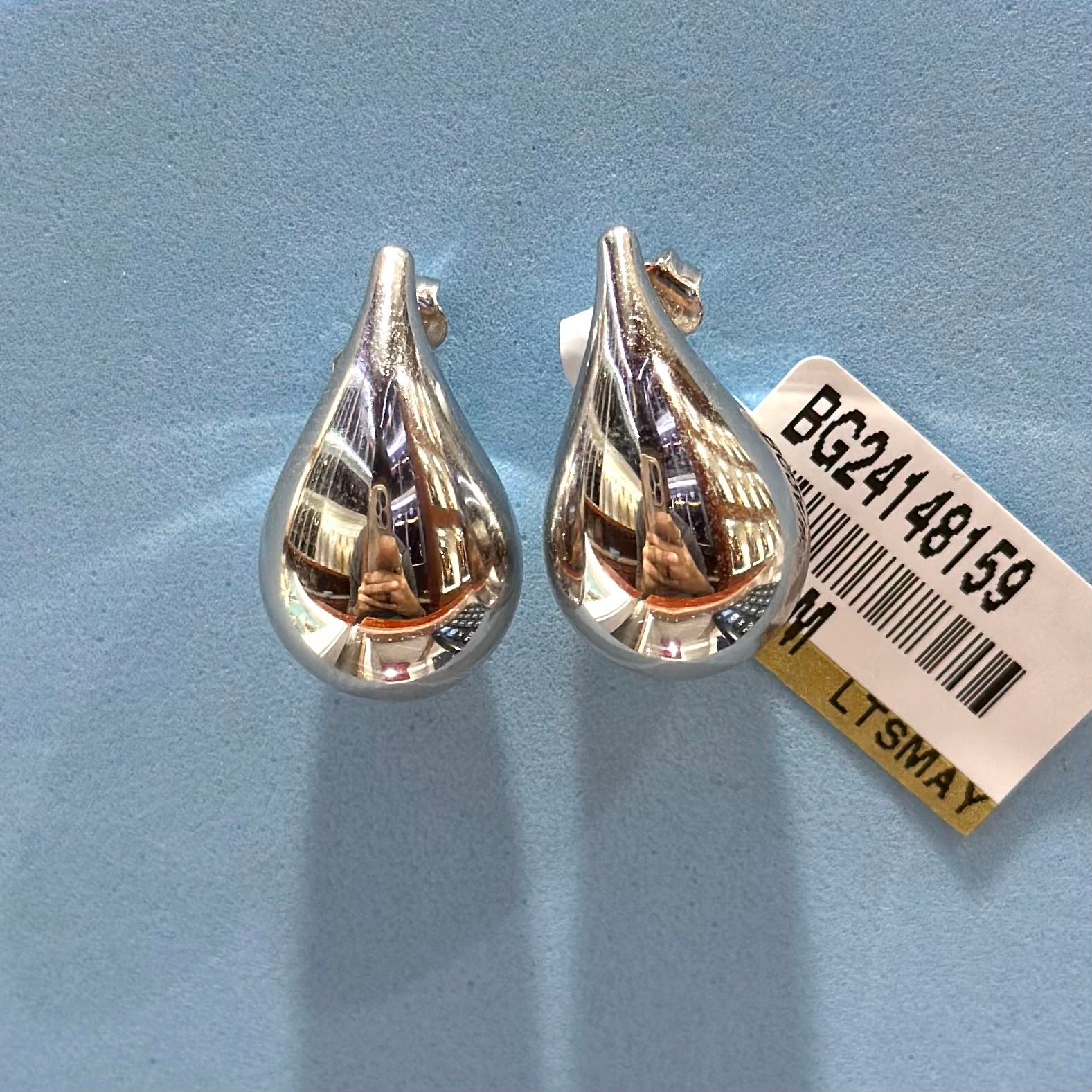 Real 18K White Gold - Teardrop Small Earrings