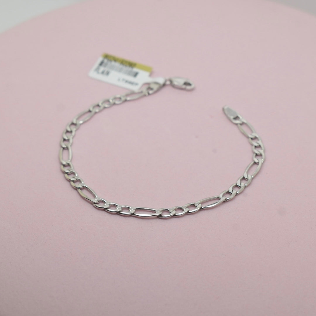 18K White Gold - Figaro Unisex Bracelet