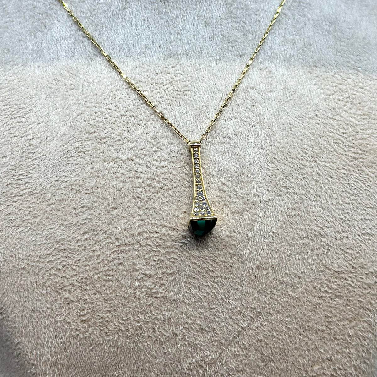 Real 18K Yellow Gold - SJMRLI Green Necklace