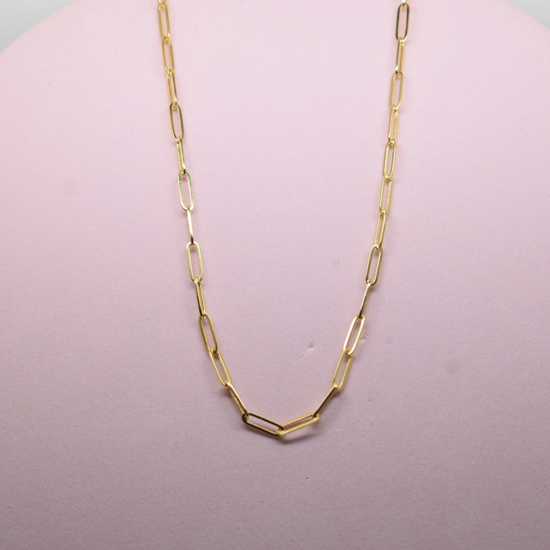 18K Gold - Tall Paper Clip Unisex Chain